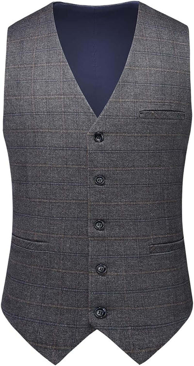 Mens 3 Piece Suits Slim Fit Tweed Suit Plaid Slim Fit Suits for Men One Button Suit Tuxedo Set