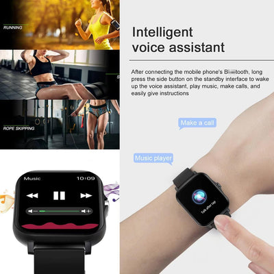 Smart Fitness Tracker Watch for Android/Ios - IP68 Waterproof, Heart Rate/Blood Oxygen/Sleep Monitoring, 8 Sports Modes, Breath Training, Weather Updates - 1.69-Inch Display for Men and Women