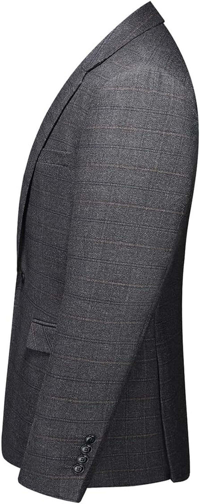 Mens 3 Piece Suits Slim Fit Tweed Suit Plaid Slim Fit Suits for Men One Button Suit Tuxedo Set