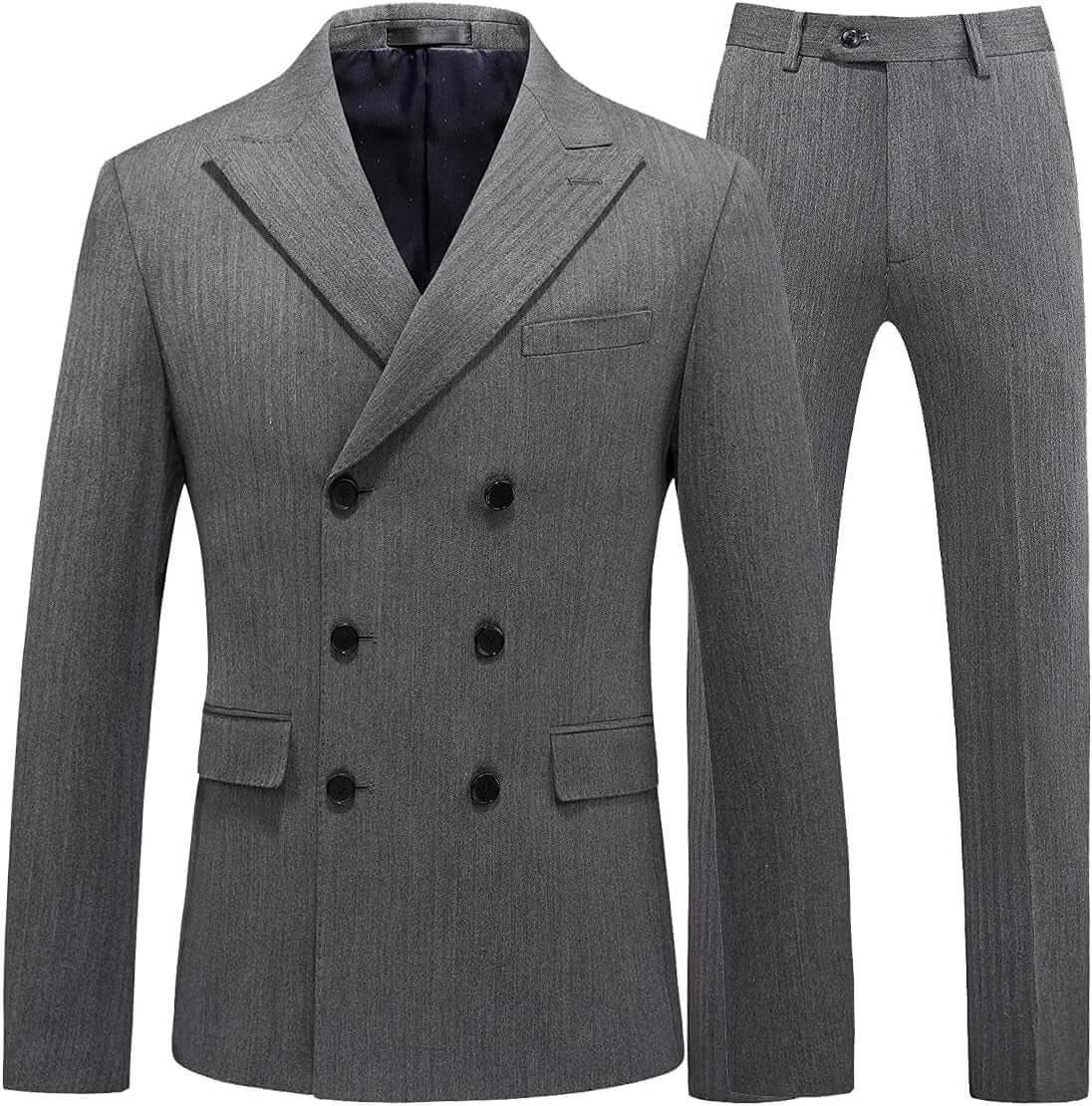 Mens Suits 3 Piece Slim Fit Suit Double Breasted Pinstripe Suit Formal Wedding Tuxedo Suit