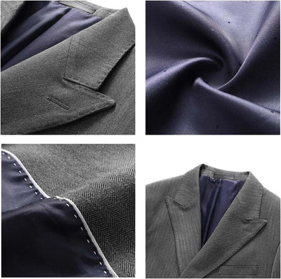 Mens Suits 3 Piece Slim Fit Suit Double Breasted Pinstripe Suit Formal Wedding Tuxedo Suit