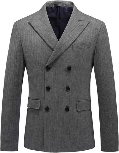 Mens Suits 3 Piece Slim Fit Suit Double Breasted Pinstripe Suit Formal Wedding Tuxedo Suit